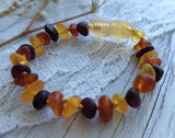 Amber Auksas - Raw Multi Baltic Amber Bracelet w/ Tag & Certificate GIA