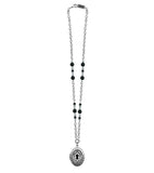 Classic Hardware - Small Keyhole - Oval Pop Art - Locket Necklace: Silver Chain