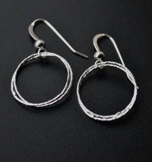 Sosie Designs - Silver Circle Diamond Cut Earrings