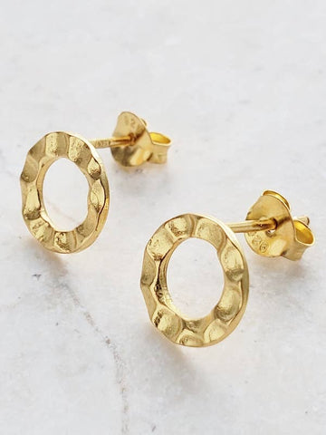Sosie Designs - Gold Hammered Circle Studs