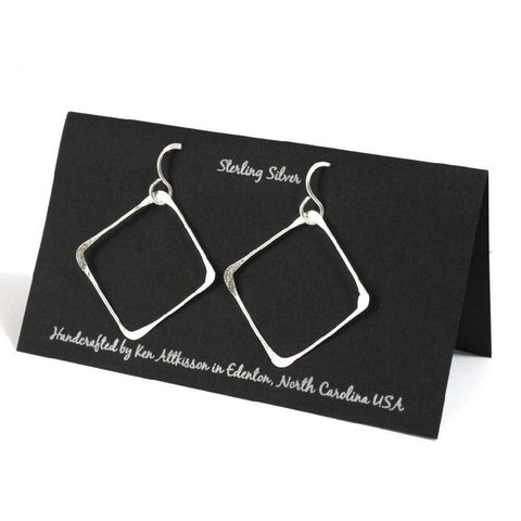 Ken’s handcrafted jewelry - Sterling Silver Earrings Large Square