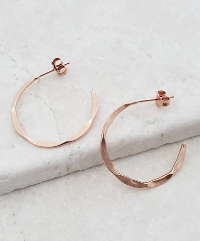 Sosie Designs - Rose Gold Hammered Hoops Earrings
