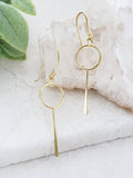 Sosie Designs - #5487 Gold Circle Paddle Earrings