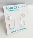 Sosie Designs - #1372 Silver Oval Hoop Studs (12x24 mm)