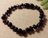 Amber Auksas - 6" Unpolished Genuine Black Cherry Baltic Amber Bracelet GIA