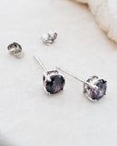 Sosie Designs - #1950-2 Silver CZ Round Studs Earrings - Mystic