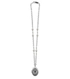 Classic Hardware - Small Keyhole - Oval Pop Art - Locket Necklace: Silver Chain
