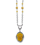 Classic Hardware - Necklace - Retrolite Single Rose on Locket: Yellow Facet