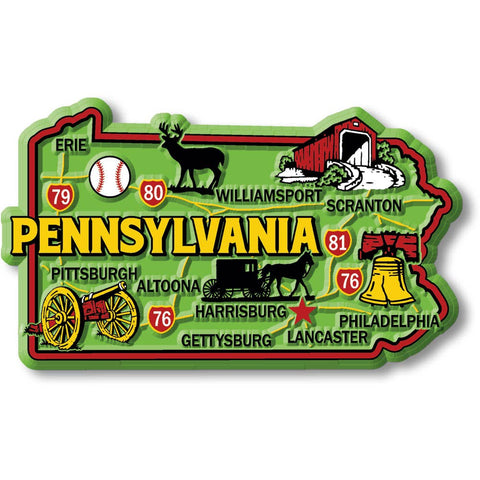 Pennsylvania Colorful State Magnets 4.8" x 2.3" Made USA