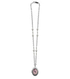 Classic Hardware - Small Carousel Oval Pop Art Locket Necklace: Silver Chain