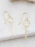 Sosie Designs - #5487 Gold Circle Paddle Earrings