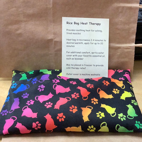 Rice bag heat therapy  with cats and paw prints by Ann.