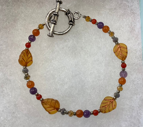 Orange Leaf Gemstone Bracelet
