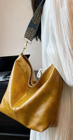 Yellow bucket style purse