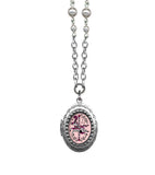 Classic Hardware - Small Carousel Oval Pop Art Locket Necklace: Silver Chain