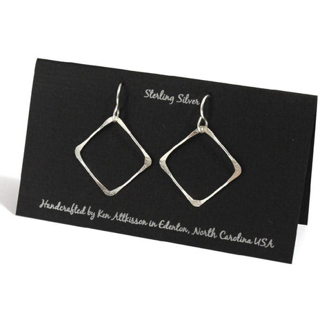 Ken’s handcrafted jewelry - Sterling Silver Earrings Medium Square