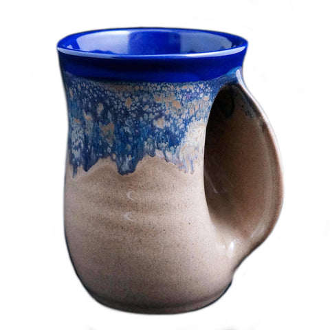 Clay in Motion - The Original Handwarmer Mug: Cobalt Canyon / Right Hand