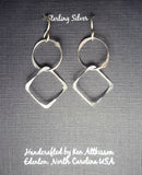 Ken’s handcrafted jewelry - Sterling Silver Earrings Circle & Square Long