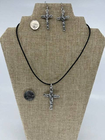 The Artist Jay - Hypoallergenic Aluminum Cross Jewelry Set: Pendant / 20 inch silver cord