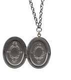 Classic Hardware - Small Carousel Oval Pop Art Locket Necklace: Silver Chain