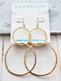 Sosie Designs - #5167 Gold Hammered Circle Hoops Earrings
