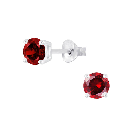 Sosie Designs - #1950-10 Silver CZ Round Studs Earrings - Garnet