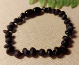 Amber Auksas - 6" Unpolished Genuine Black Cherry Baltic Amber Bracelet GIA