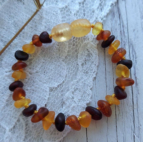 Amber Auksas - Raw Multi Baltic Amber Bracelet w/ Tag & Certificate GIA