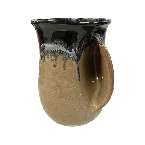 Clay in Motion - The Original Handwarmer Mug - Brown and Black Right-Handed