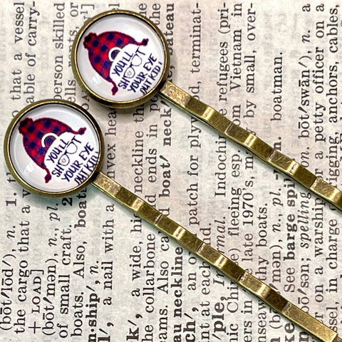 All Up In The Hair - You'll Shoot Your Eye Out Bobby Pins Handmade by artist