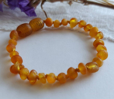 Amber Auksas - Raw Rounded Honey Baltic Amber Bracelet w/ Tag Cert ♥️ GIA