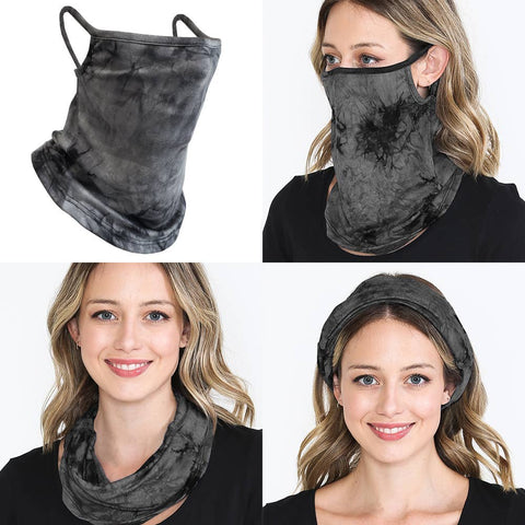 RKAPPAREL INC - Face Mask Bandana Ear Loops Neck Gaiters Scarf Black