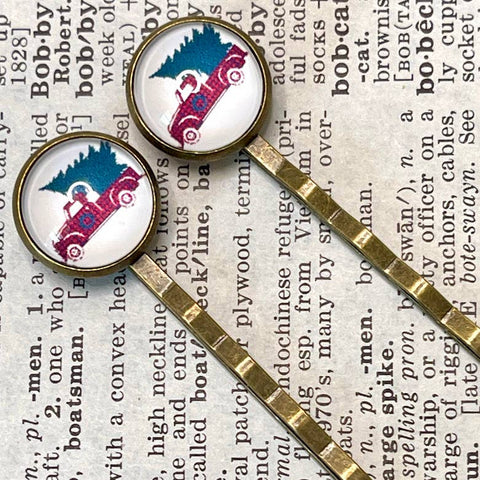 All Up In The Hair - Christmas Tree Truck Bobby Pins