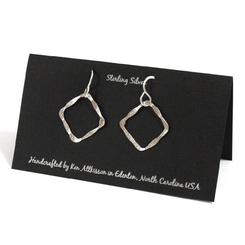 Ken’s handcrafted jewelry - Sterling Silver Earrings Squares Hammered
