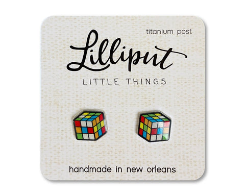Retro Puzzle Cube earrings