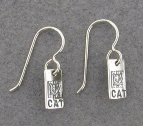 Sterling Silver Cat Charm Earrings by Mary Kay