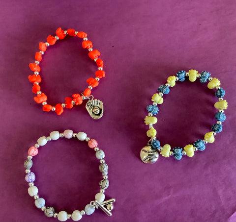 Kids Baseball Themed Beaded Bracelets by Rana