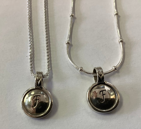 Initial F sterling silver necklace by Mary Kay Donnelly