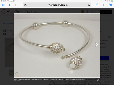 CHAMILIA  SWAROVSKI CRYSTAL ENDCAPS STERLING SILVER