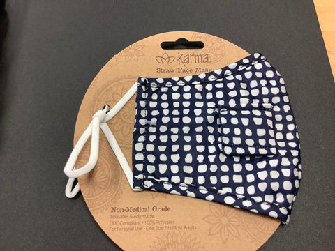 Navy organic dot straw mask
