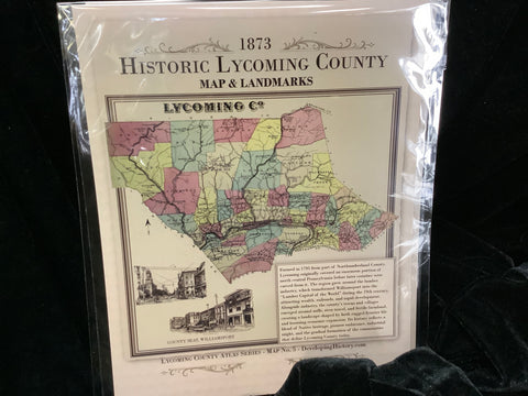 1873 Historic Map of Lycoming County by Elaine
