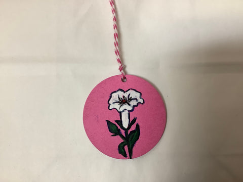 Wood Handpainted Flower Ornament by Cecelia