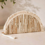 Sensibling Corp. - Boho Fringe Textured Half Moon Clutch Bag: Multi