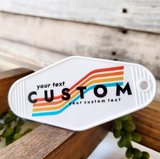 Mad River - Customizable Retro Rainbow Hotel Key Chain: Black