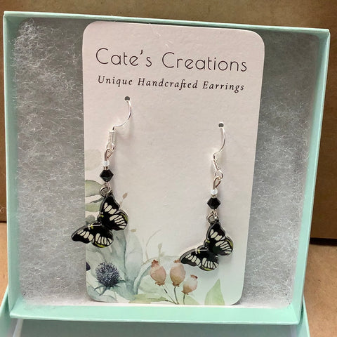 Black and White Butterfly Earrings by Caitlin