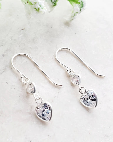 Sosie Designs - Silver Double Heart CZ Earrings