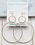 Sosie Designs - #5616 Gold Large Hammered Circle Earrings