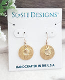 Sosie Designs - #5120 Matte Gold Brushed Crystal Reflections Earring - Clear