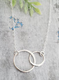 Sosie Designs - Two Intertwined Circle Sideways Necklace - Sterling Silver: 16"