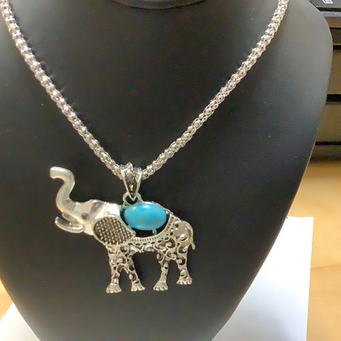 Elephant Necklace with Turquoise